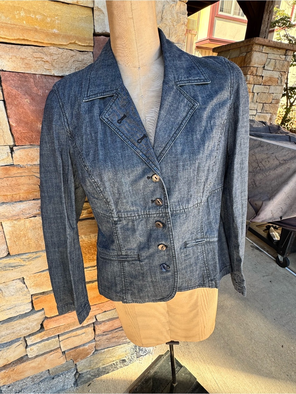 J. Jill Dark Blue Denim Blazer Jacket